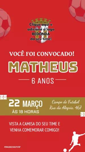 Convite de Aniversário Futebol com Logo do Time para Editar