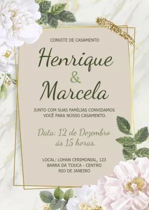 Convite de Casamento Floral Elegante para Editar Online