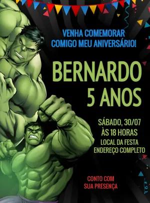 Convite de Aniversário do Incrível Hulk para Editar Online