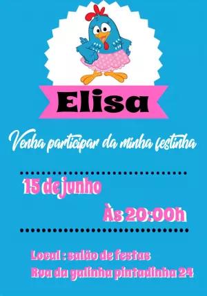 Convite de Aniversário Galinha Pintadinha para Editar Online