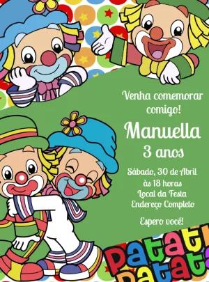 Convite de Aniversário Patati Patatá para Editar Online