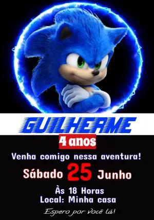 Convite Aniversário Tema Sonic para Editar Online