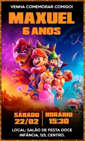 Convite Aniversário Super Mario Bros Editável Online