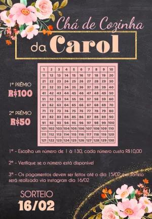 Rifa Chá de Cozinha Floral Lousa para Editar Online