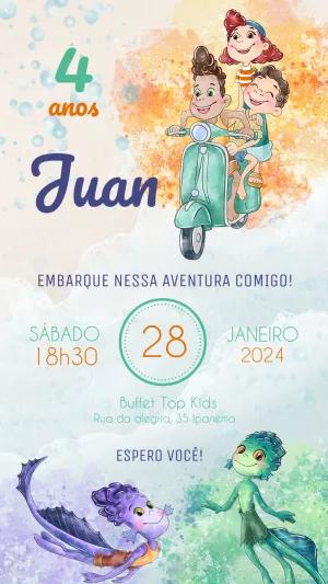 Convite Aniversário Luca Disney para Editar Online