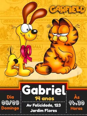 Convite de Aniversário Garfield e Odie para Editar Online