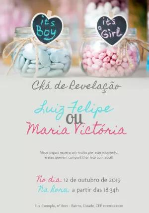 Convite Chá Revelação Menino ou Menina para Editar Online