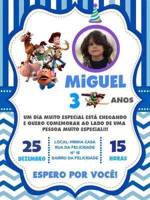 Convite Aniversário Toy Story com Foto para Editar Online