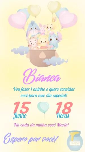 Convite de Aniversário Ursinho Pooh Baby para Editar Online