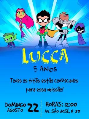 Convite de Aniversário Jovens Titãs para Editar e Imprimir