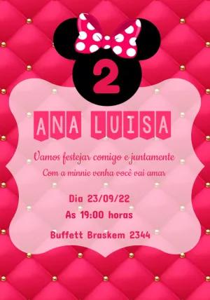 Convite de Aniversário Minnie Rosa para Editar Online