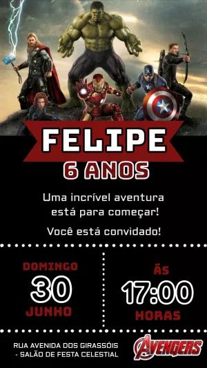 Convite de Aniversário Vingadores Marvel para Editar Online