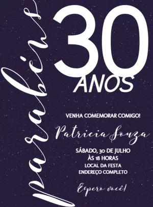 Convite de Aniversário Adulto Estrelado para Editar Online