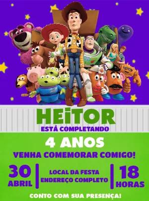 Convite de Aniversário Toy Story com Personagens para Editar