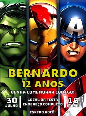 Convite Aniversário Vingadores com Heróis para Editar Online
