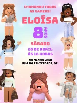 Convite de Aniversário Roblox Menina para Editar Online