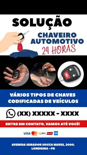 Anúncio Editável para Chaveiro Automotivo para Divulgar