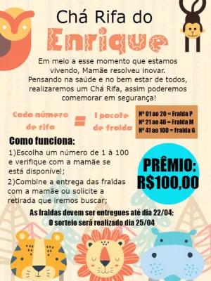 Convite Chá Rifa Safari com Animais para Editar Online
