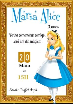 Convite Aniversário Alice no País das Maravilhas para Editar