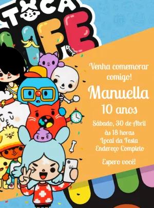 Convite de Aniversário Toca Life World para Editar Online