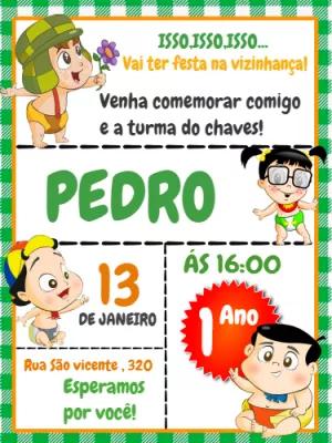 Convite Aniversário Chaves Baby para Editar Online