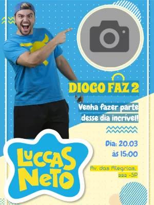 Convite Aniversário Luccas Neto com Foto para Editar Online