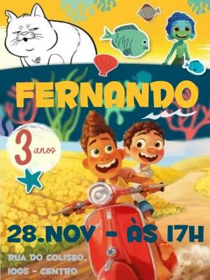 Convite de Aniversário Luca Disney Editável Online para Imprimir