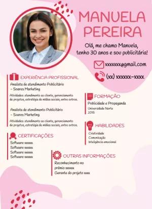 Modelo de Currículo Criativo com Foto para Editar Online