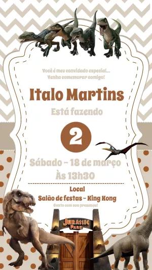 Convite Aniversário Dinossauros para Editar Online