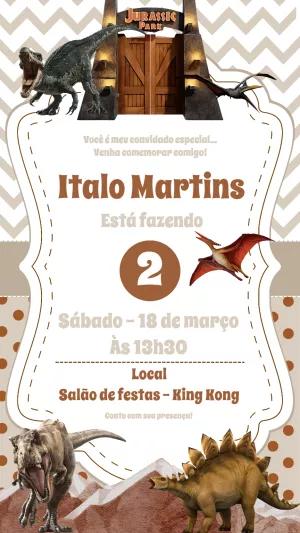 Convite de Aniversário Jurassic Park com Dinossauros para Editar
