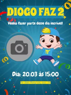 Convite Aniversário Luccas Neto com Foto para Editar Online