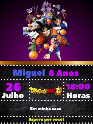 Convite de Aniversário Dragon Ball Super para Editar Online