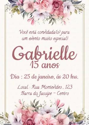 Convite de 15 Anos Floral Delicado para Editar Online