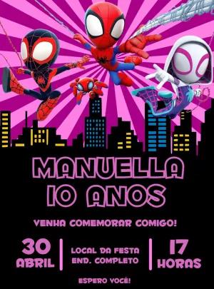 Convite Aniversário Spidey e Seus Amigos para Editar Online