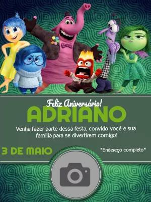 Convite Aniversário Divertidamente com Foto para Editar Online