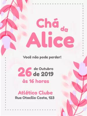 Convite Chá de Bebê Floral Rosa para Editar Online