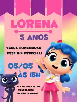 Convite Aniversário Vera e o Reino do Arco-Íris para Editar
