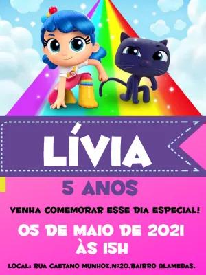Convite Aniversário Vera e o Reino do Arco-Íris para Editar