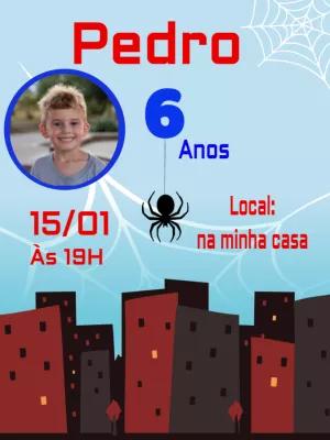 Convite Aniversário Homem Aranha com Foto para Editar Online