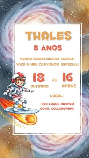 Convite de Aniversário Astronauta no Espaço para Editar Online