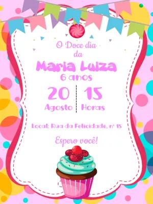 Convite Aniversário Confeitaria com Cupcake para Editar Online