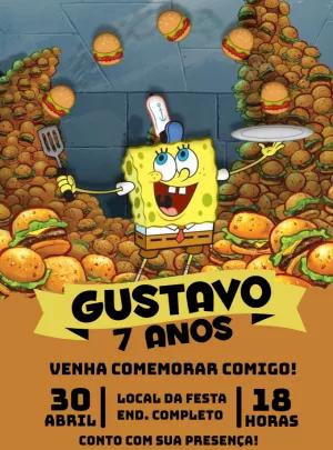 Convite de Aniversário Bob Esponja para Editar Online