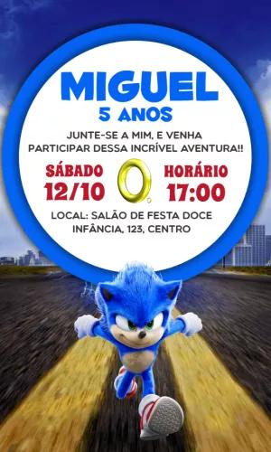 Convite de Aniversário Sonic o Filme para Editar Online