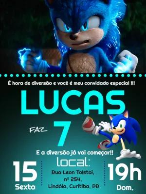 Convite de Aniversário Sonic para Editar Online e Imprimir