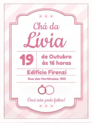 Convite Chá de Panela Rosa Clássico para Editar Online