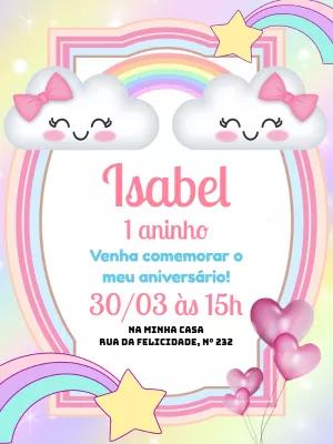 Convite Aniversário Chuva de Amor para Editar Online