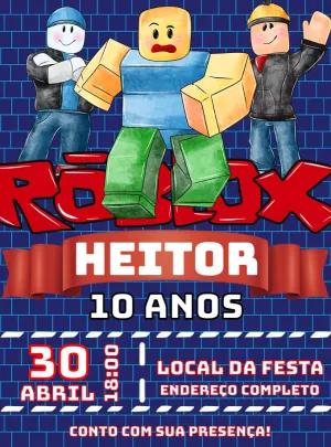 Convite de Aniversário Roblox com Personagens para Editar Online