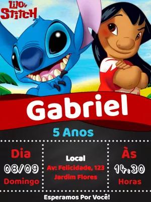 Convite de Aniversário Lilo e Stitch para Editar Online