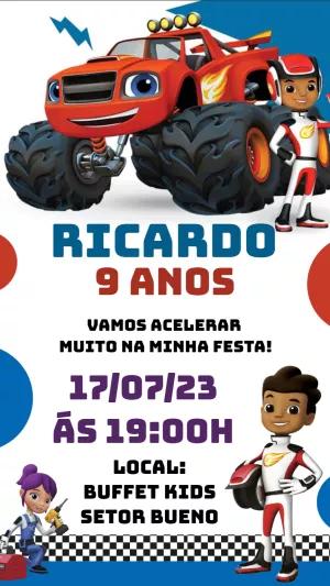 Convite de Aniversário Blaze and the Monster Machines para Editar