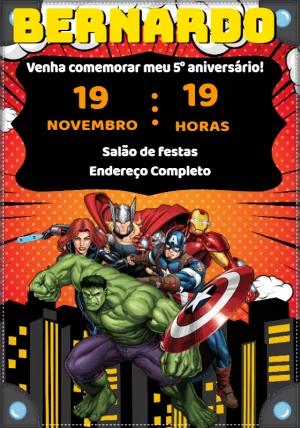 Convite de Aniversário Vingadores para Editar Online